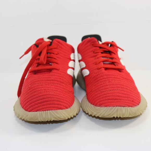Adidas Sobakov Red Knit Sneakers Size 12 Scarlet White Gum Sole - Picture 3 of 7